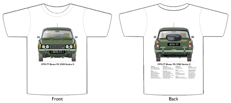 Rover P6 3500 (Series II) 1970-77 T-shirt Front & Back
